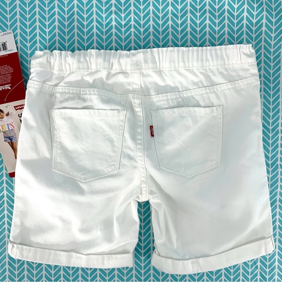 Levi's NWT Girls' White Pull-On Adjustable Waist Girlfriend Midi Short, 10 Reg - Picture 4 of 15